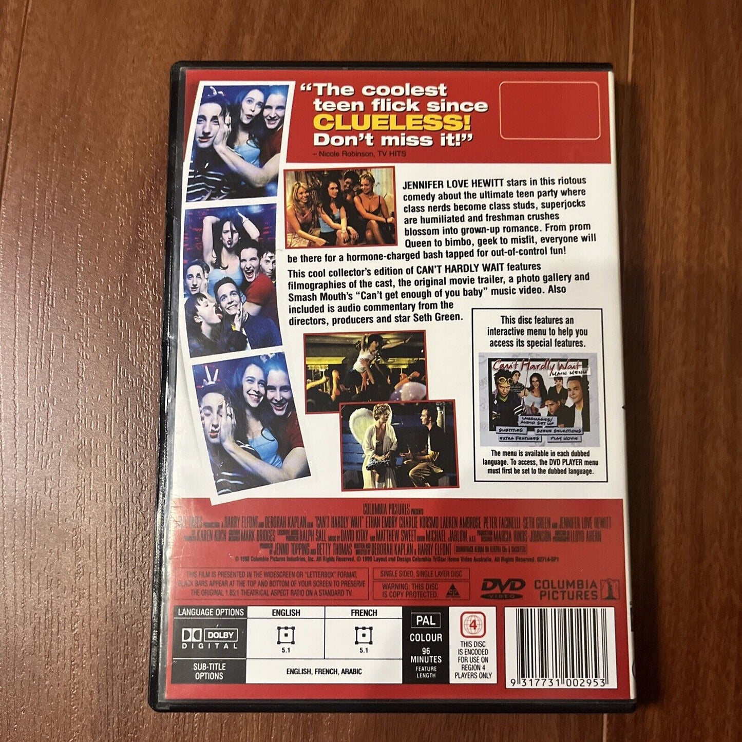 Can't Hardly Wait (DVD, 1998) Jennifer Love-Hewitt, Ethan Embry, NEW Region 4