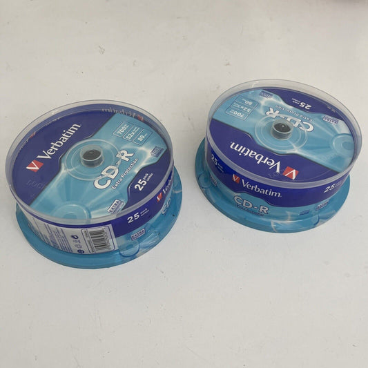*New Sealed* 2x Verbatim CD-R 700MB/52X - 25 Pack Spindle