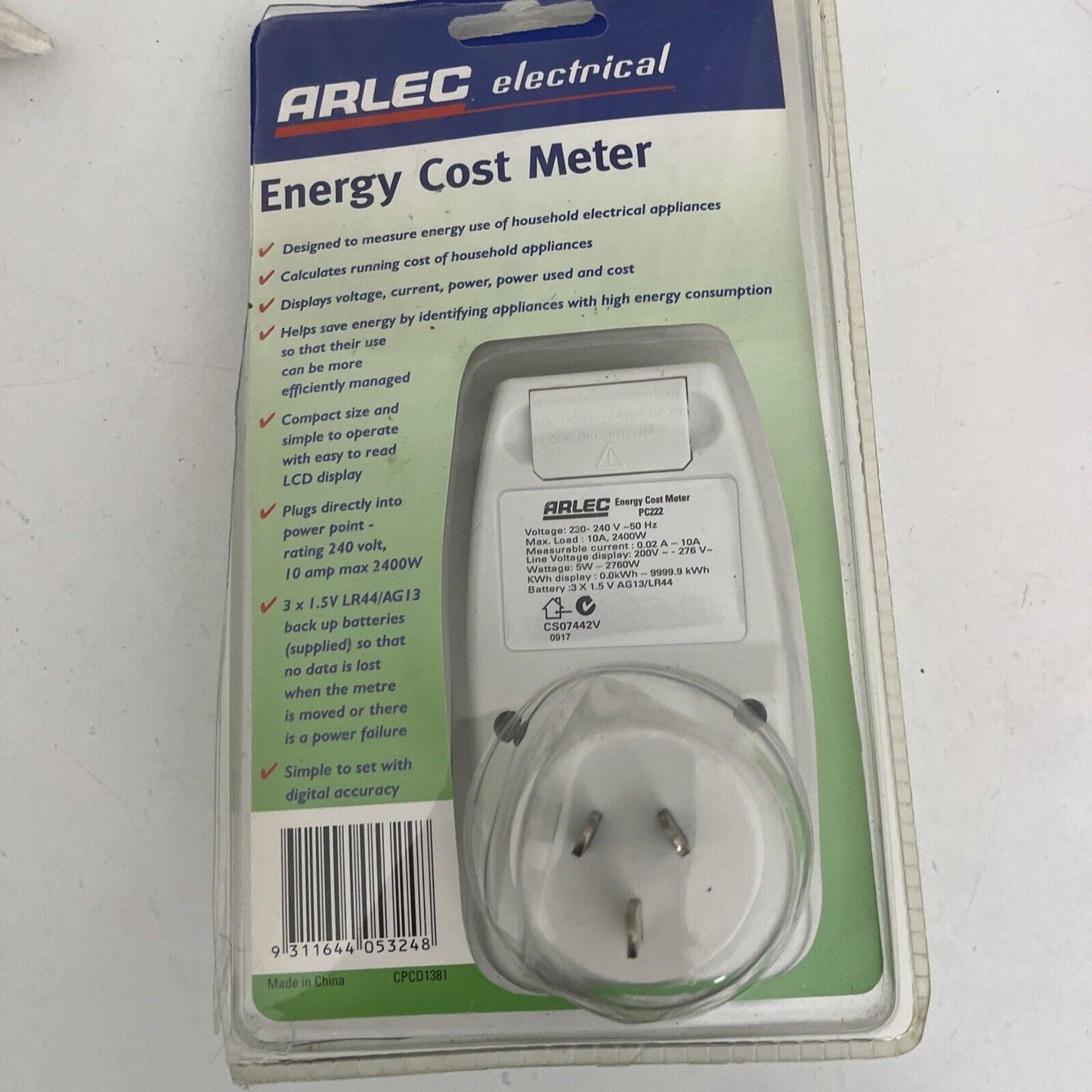 Arlec PC222 Electrical Energy Cost Meter