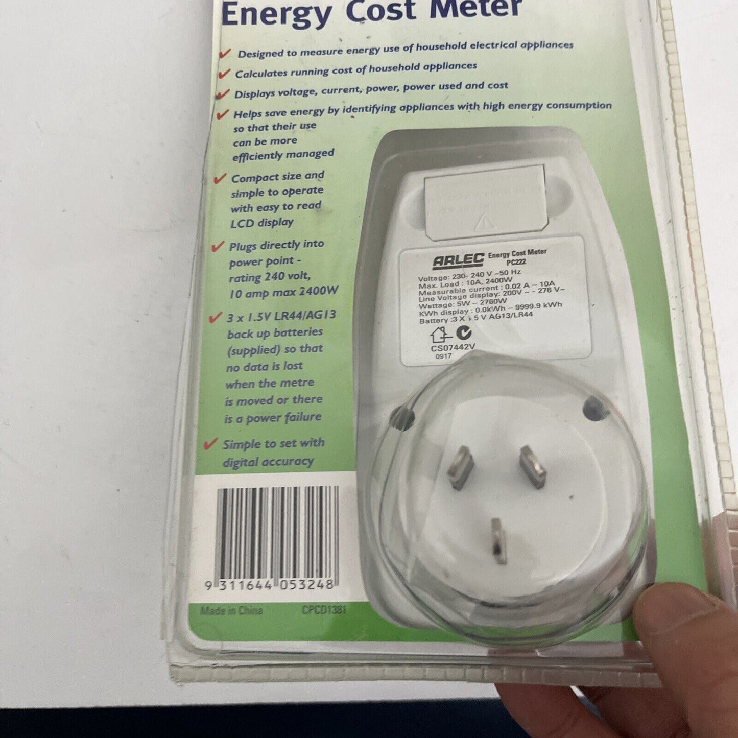 Arlec PC222 Electrical Energy Cost Meter