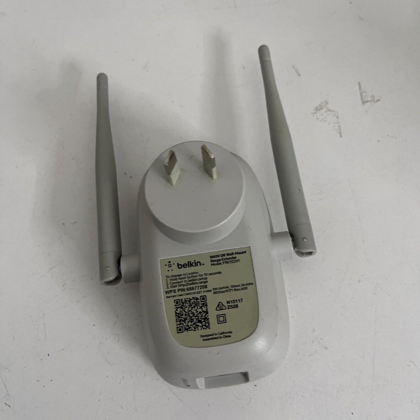 Belkin N600 DB Wall-Mount Range Extender Universal F9K1122V1