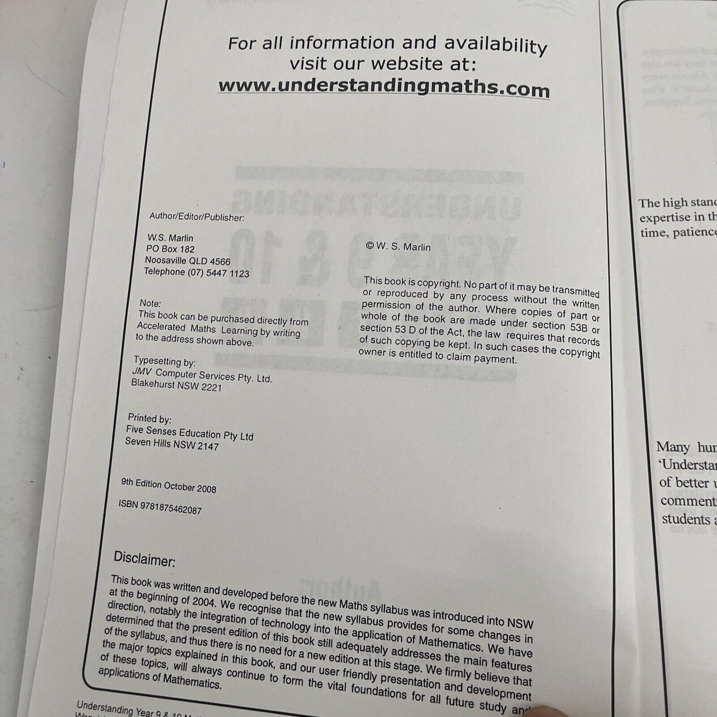 Understanding Maths: Year 9 and 10: Maths Intermediate Course by Warwick Martin