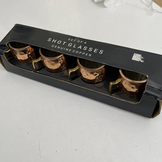4x Shot Glasses - Genuine Copper