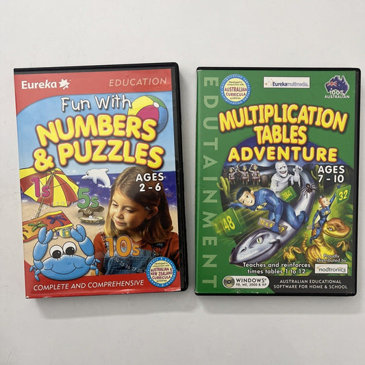 Multiplication Tables Adventure / Fun With Numbers & Puzzles PC CDROM