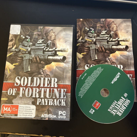 Soldier Of Fortune Payback PC DVD Windows FPS Shooter Game with Manual