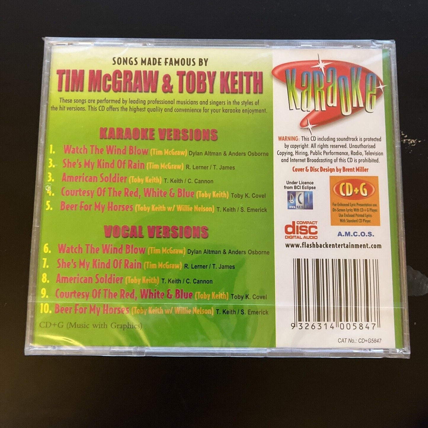 *New Sealed* Karaoke Tim Mcgraw & Toby Keith (CD)