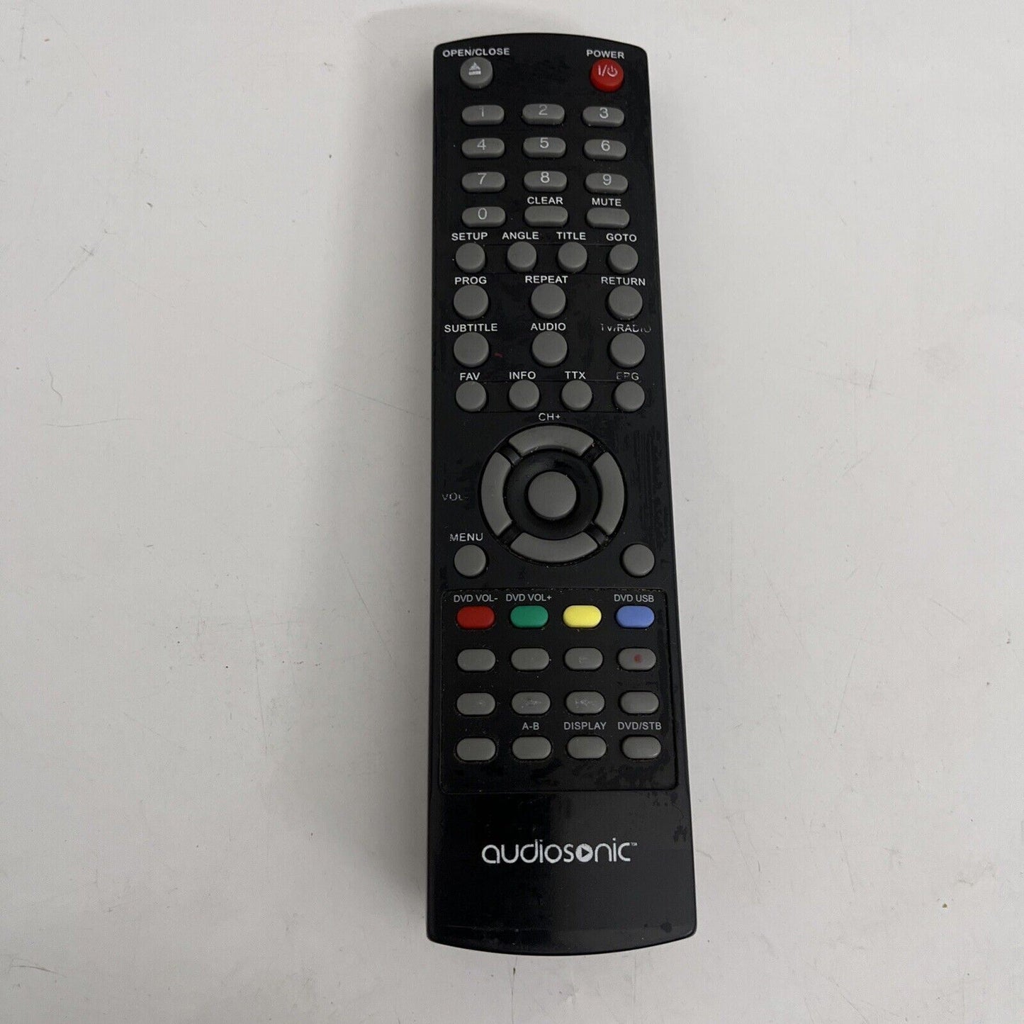 Genuine Audiosonic Remote Control for DVD Player *missing battery lid*