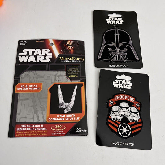Metal Earth Star Wars Kylo Ren's Command Shuttle 3D Metal Model Kit & 2x Patches
