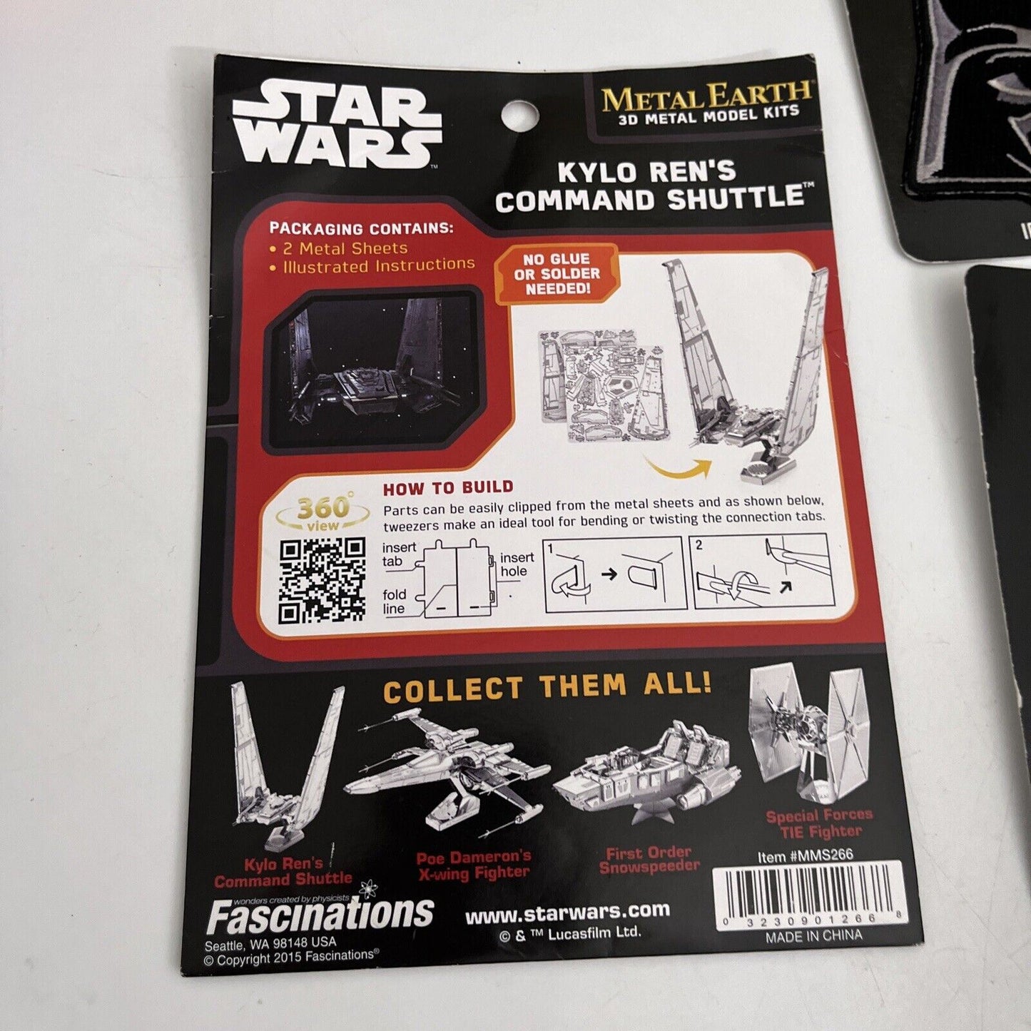 Metal Earth Star Wars Kylo Ren's Command Shuttle 3D Metal Model Kit & 2x Patches