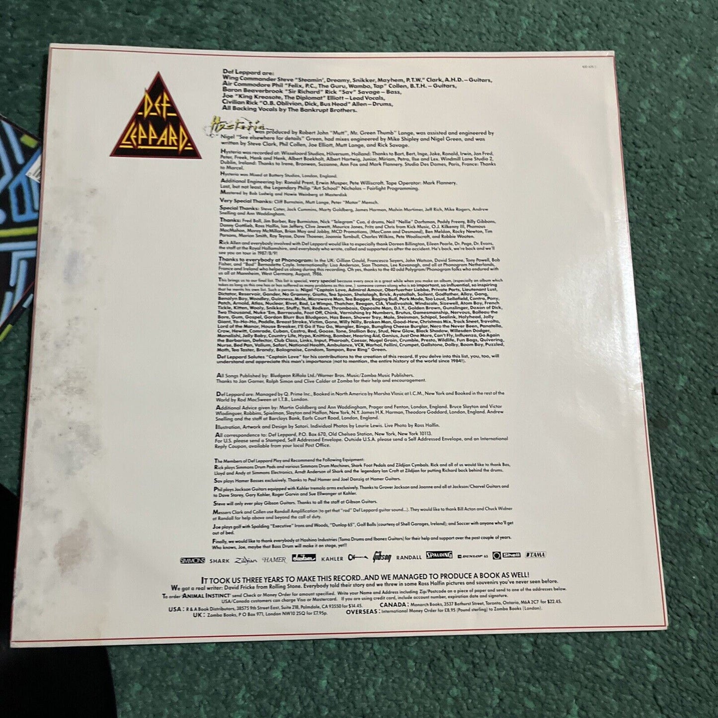 Def Leppard - Hysteria (Vinyl, 1987) 830675-1