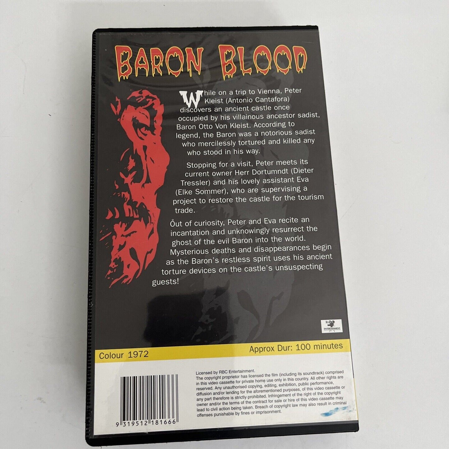 Baron Blood (VHS, 1972) Video Tape Mario Bava Italian Horror 1972 PAL