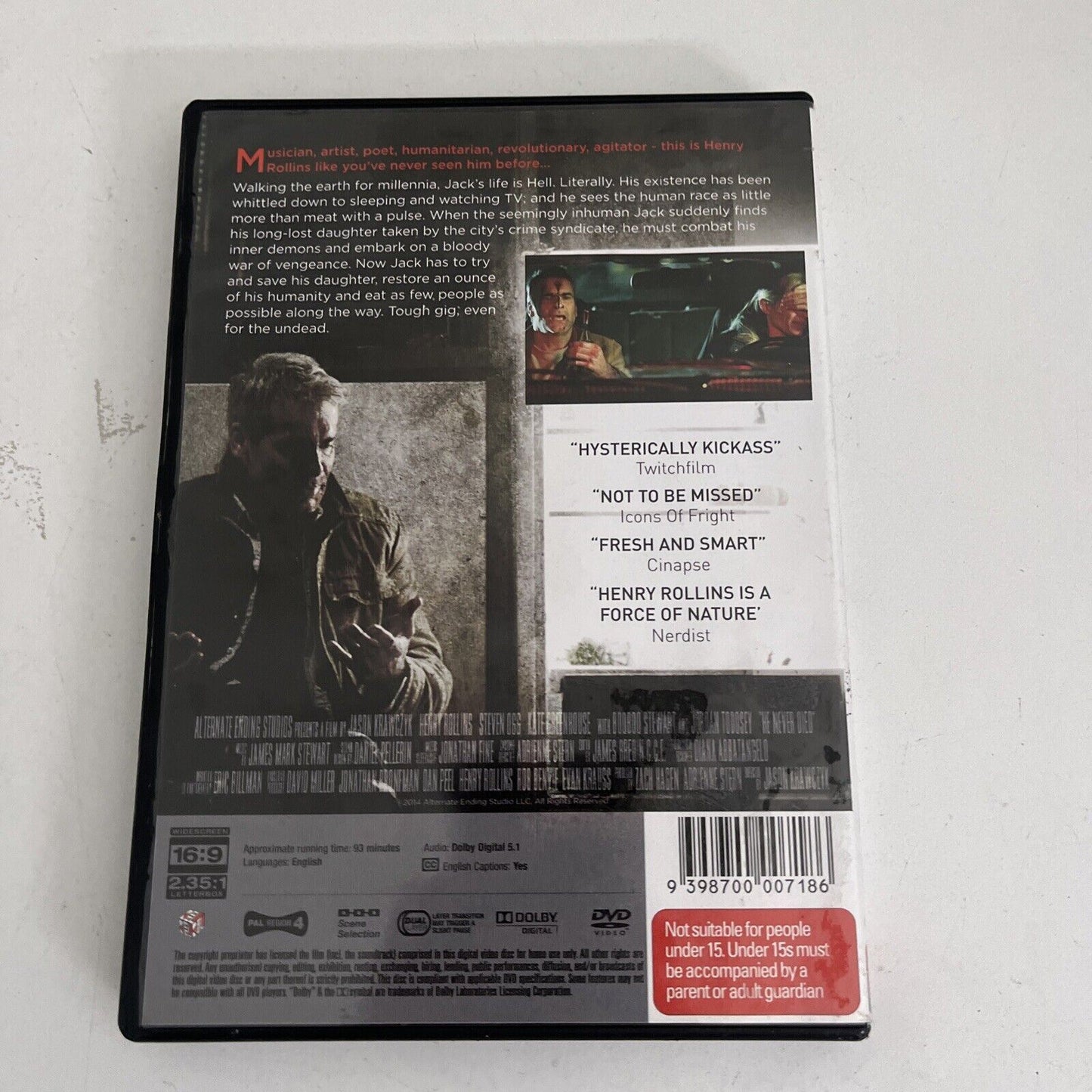 He Never Died (DVD, 2015) Booboo Stewart, Henry Rollins Region 4