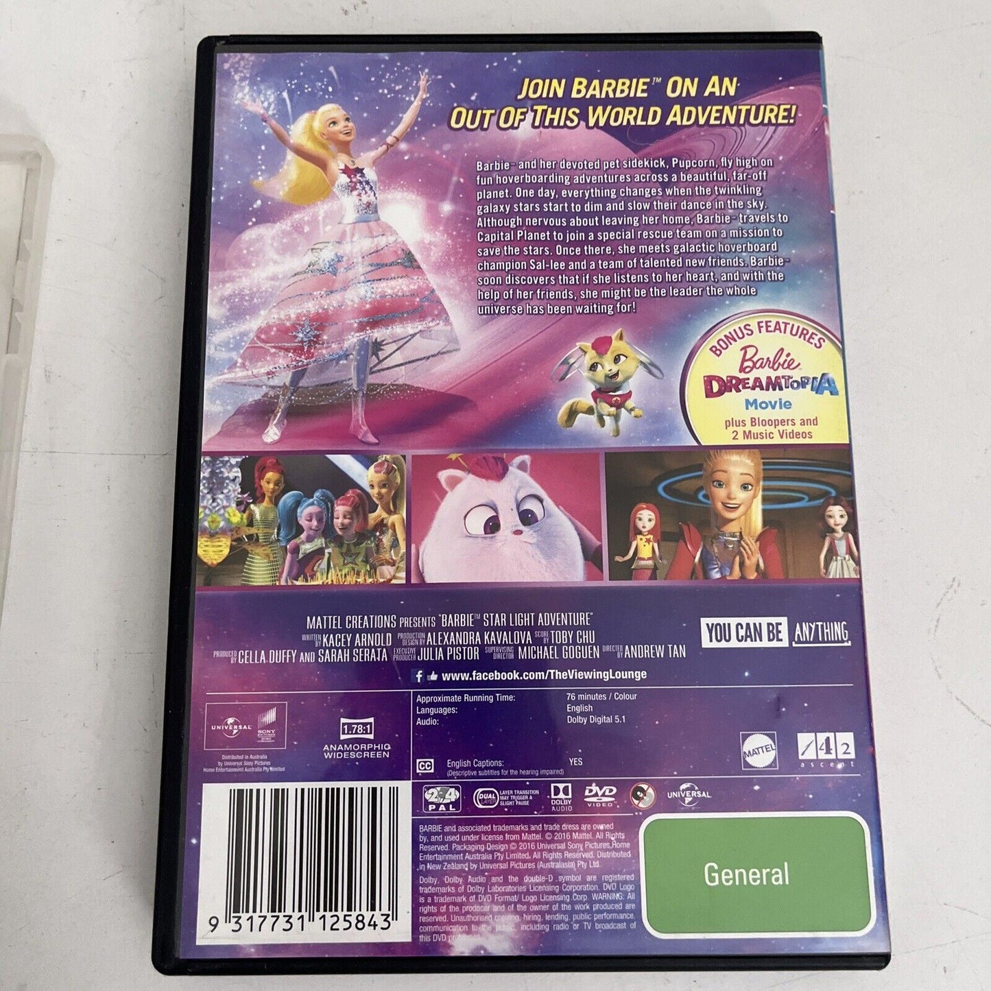 3x Barbie DVD: Starlight Adventure, Swan Lake, Mariposa. Region 4