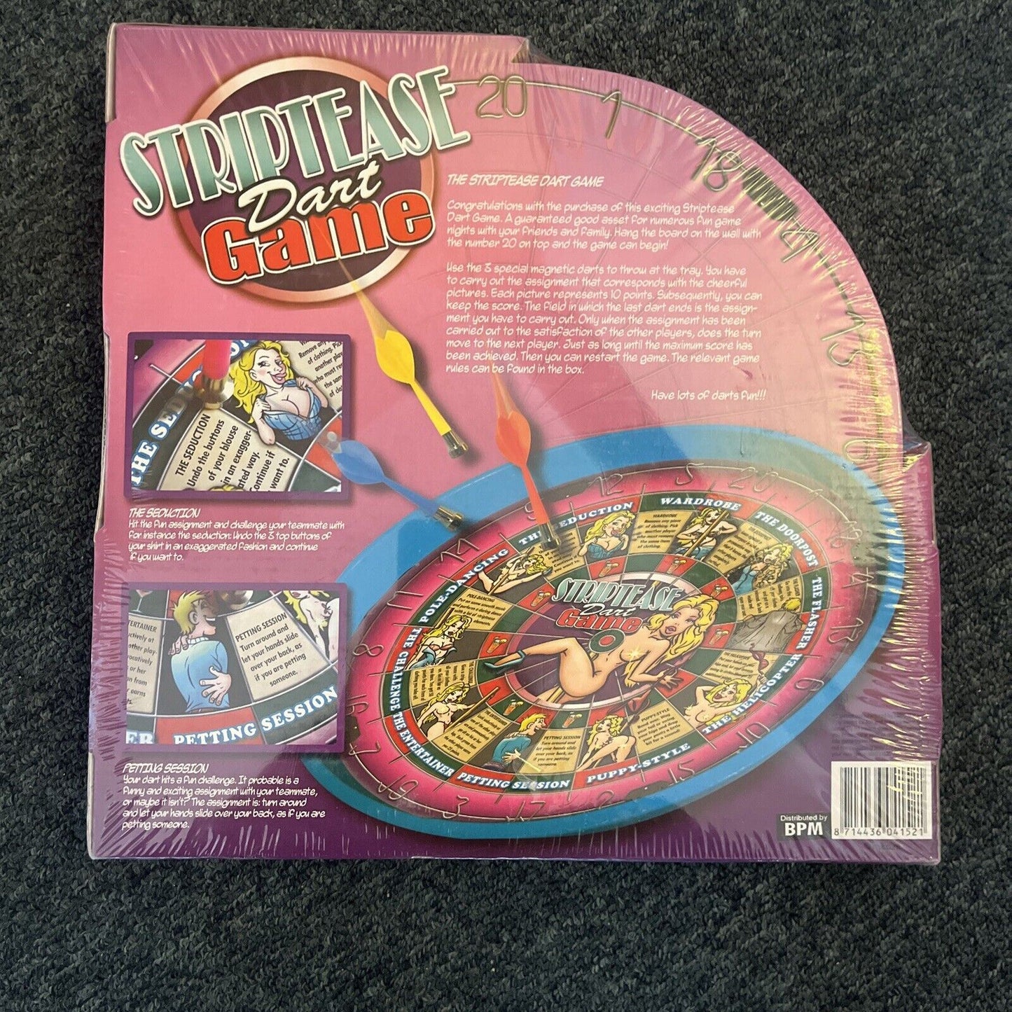 *New Sealed* Striptease Dart Game - Includes Metal Tray & 3 Magnetic Darts