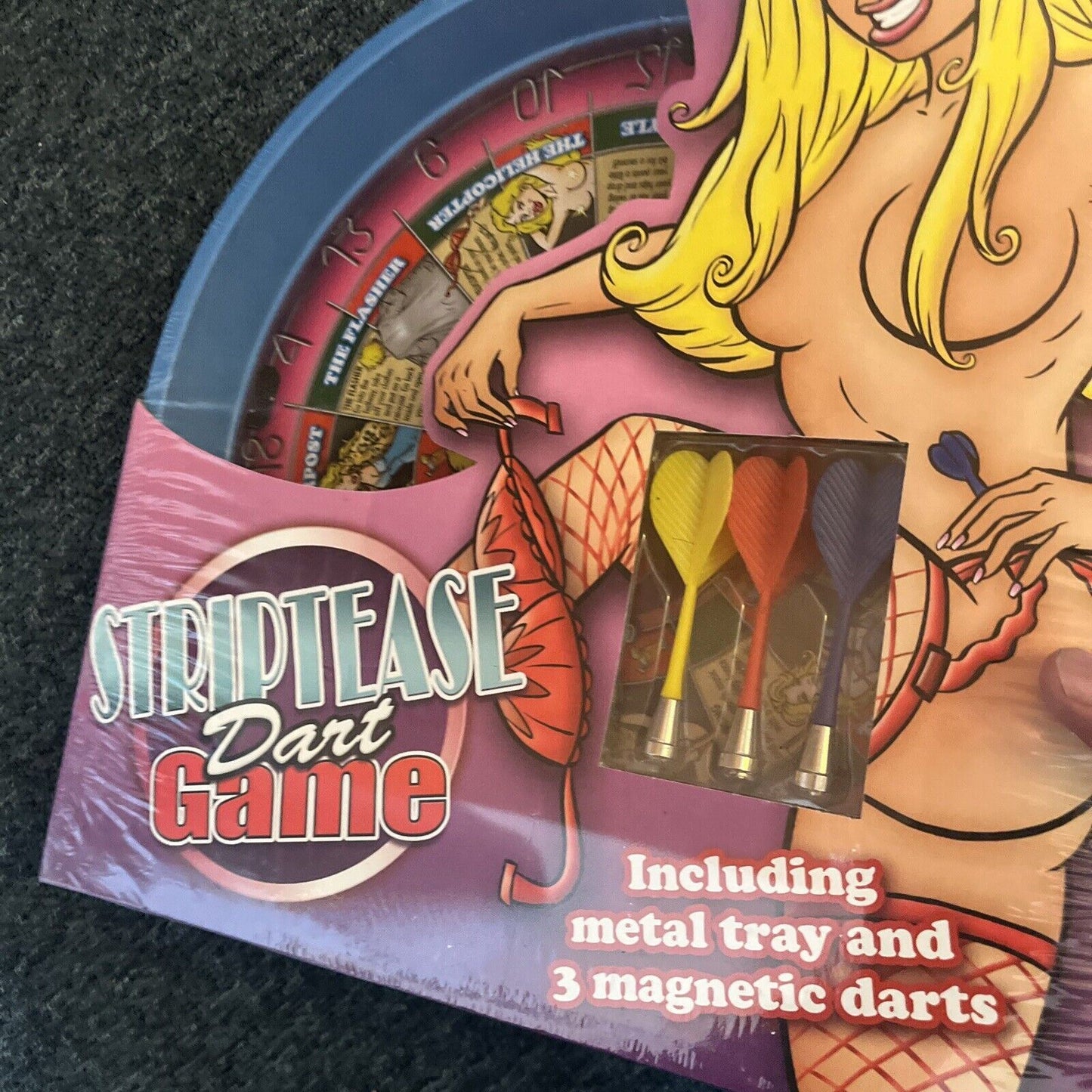 *New Sealed* Striptease Dart Game - Includes Metal Tray & 3 Magnetic Darts