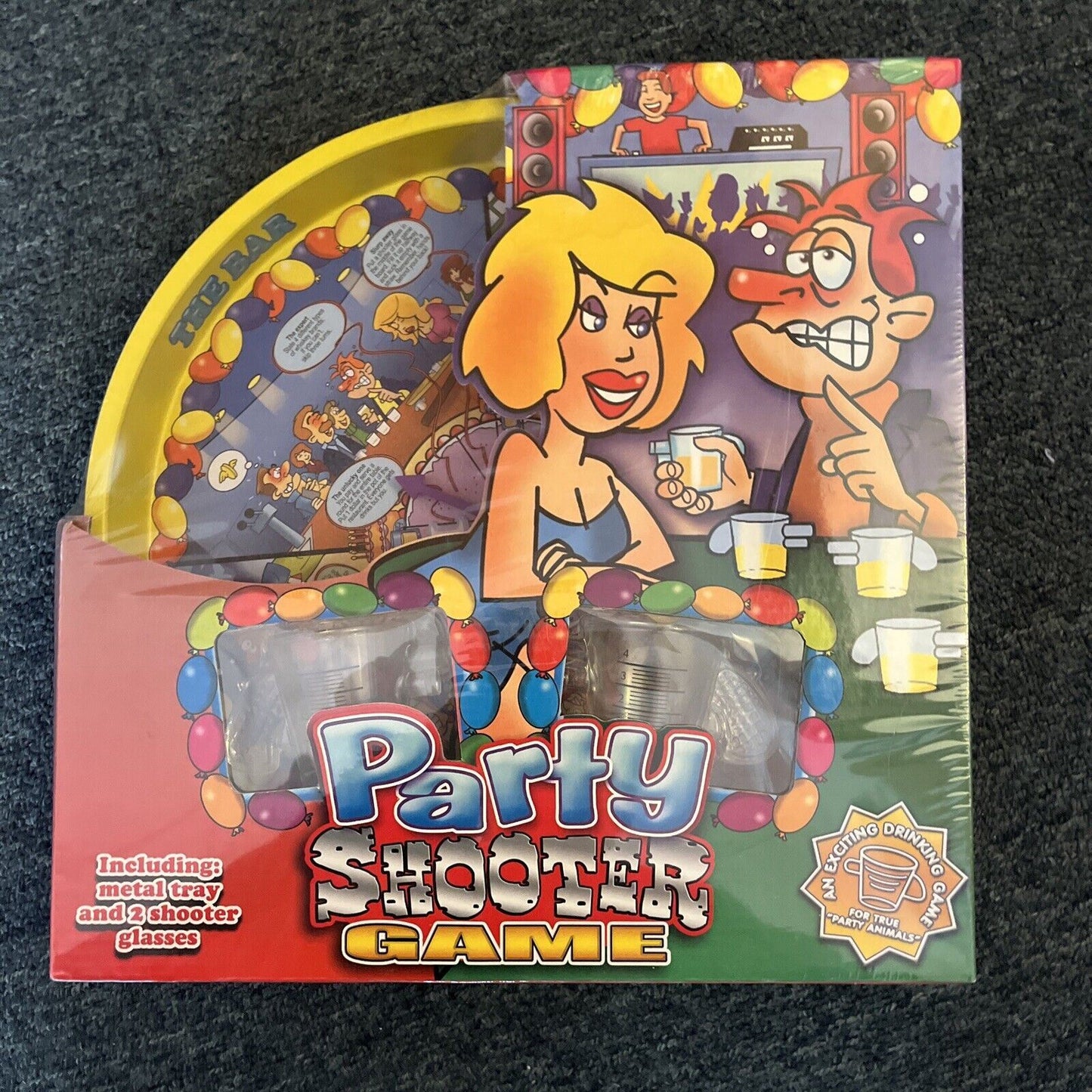 *New* Party Shooter Game Drinking Game Includes Metal Tray & Shooter Glasses