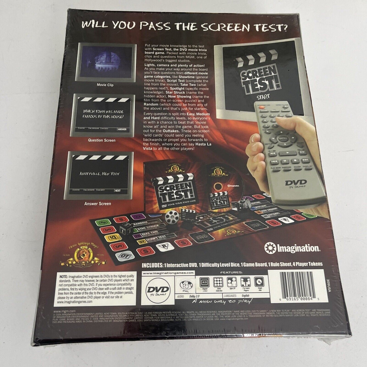 *New Sealed* Screen Test DVD Movie Trivia Board Game TV MGM Imagination Region 4