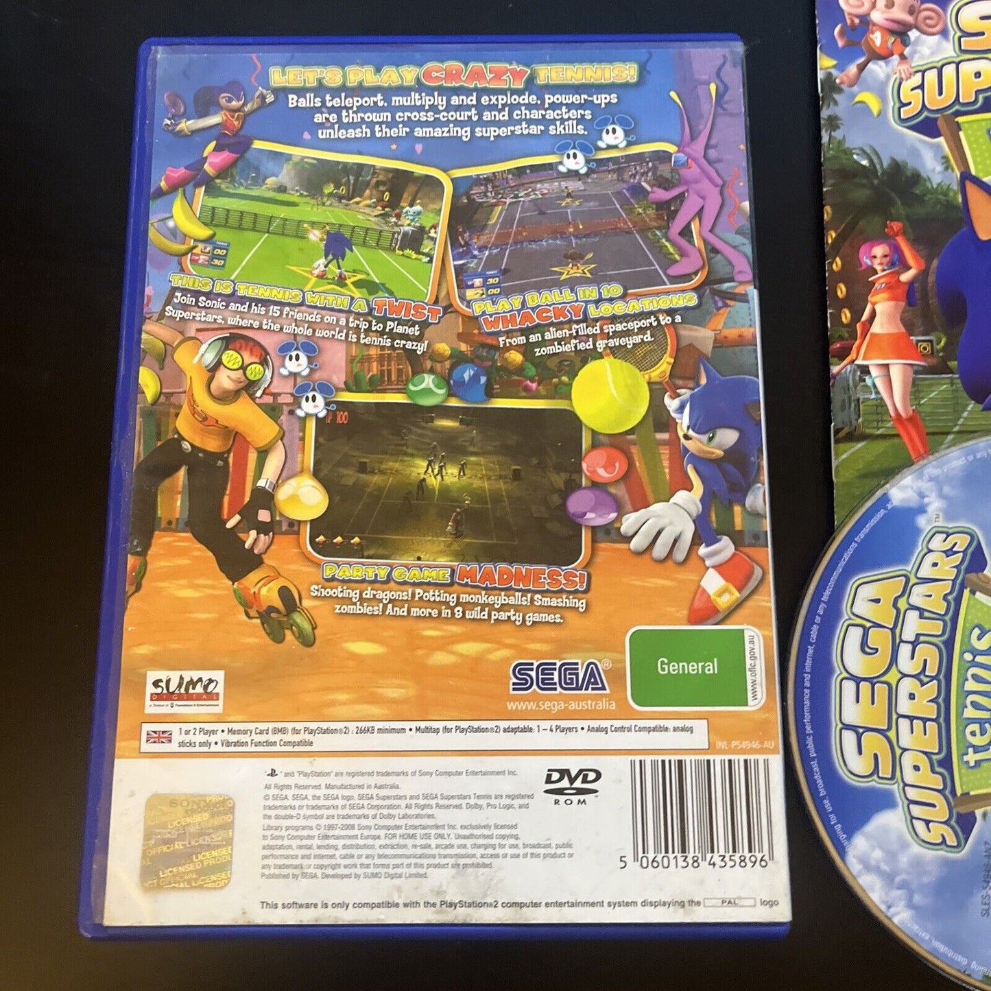 SEGA Superstars Tennis - PS2 Sony Playstation 2 With Manual PAL