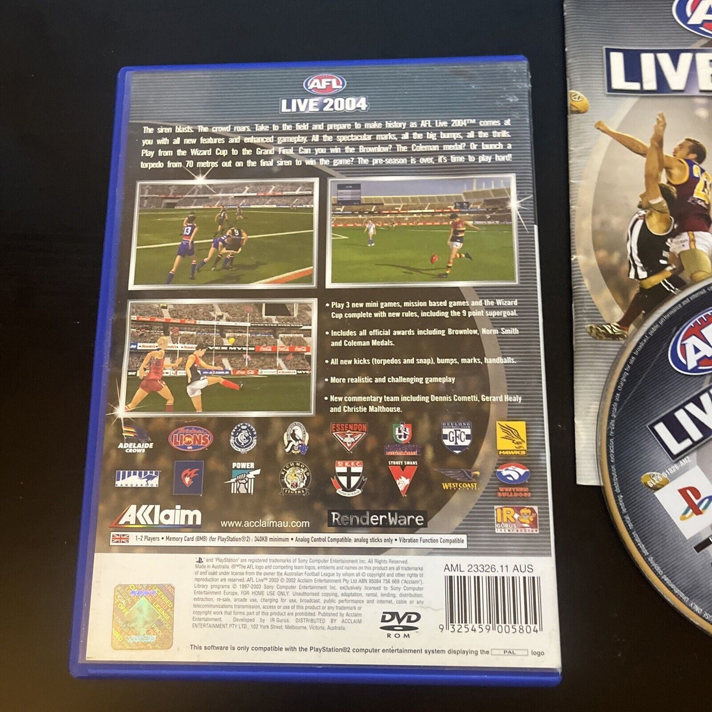 AFL LIVE 2004 - Sony PlayStation 2 ps2 Game With Manual PAL