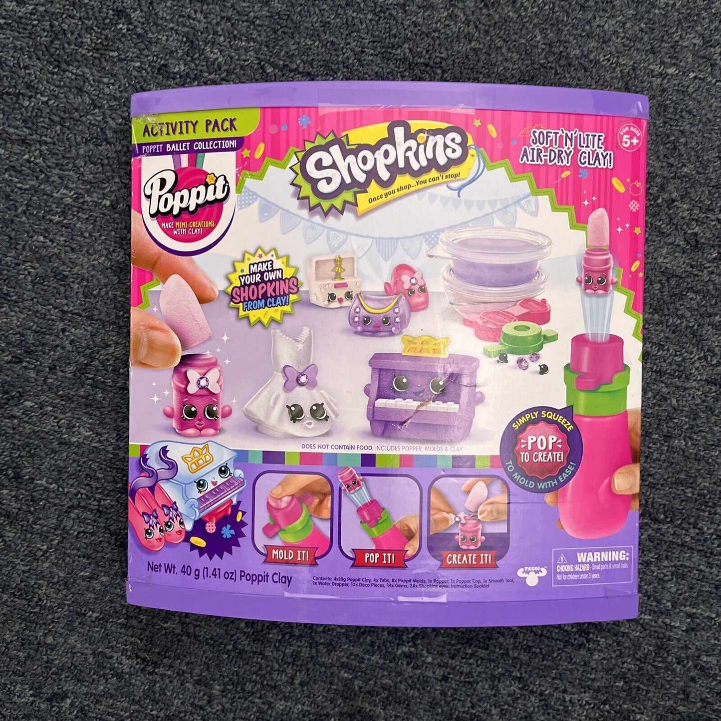 NEW Poppit Shopkins Ballet Collection Soft N Lite Air- Dry Clay