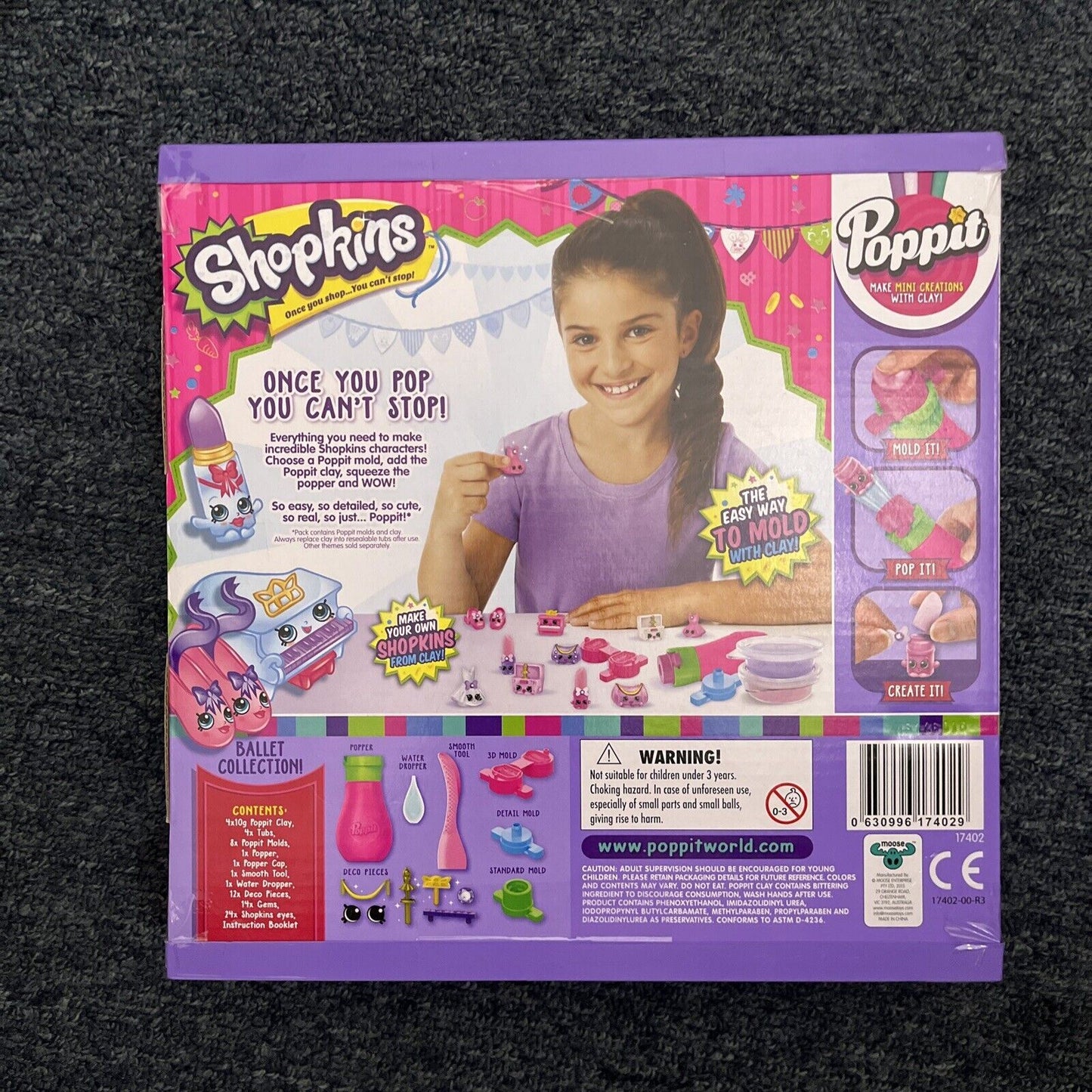 NEW Poppit Shopkins Ballet Collection Soft N Lite Air- Dry Clay