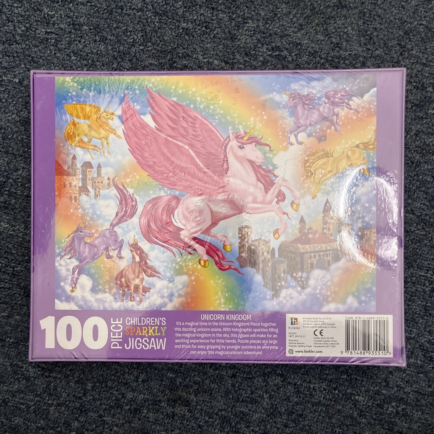 *New Sealed* Unicorn Kingdom Hinkler Sparkly Jigsaw  100 XL Piece Puzzle 6+