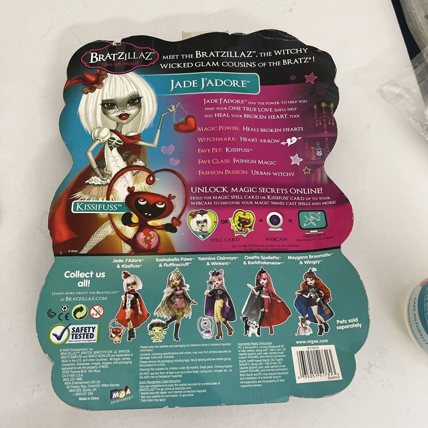 Jade J'adore Bratzillaz Glam Gets Wicked Doll Figure 11" and Accessories Bratz