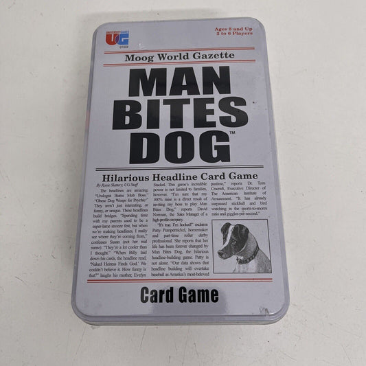 *New Sealed* Man Bites Dog Card Game In a Tin Hilarious Headline