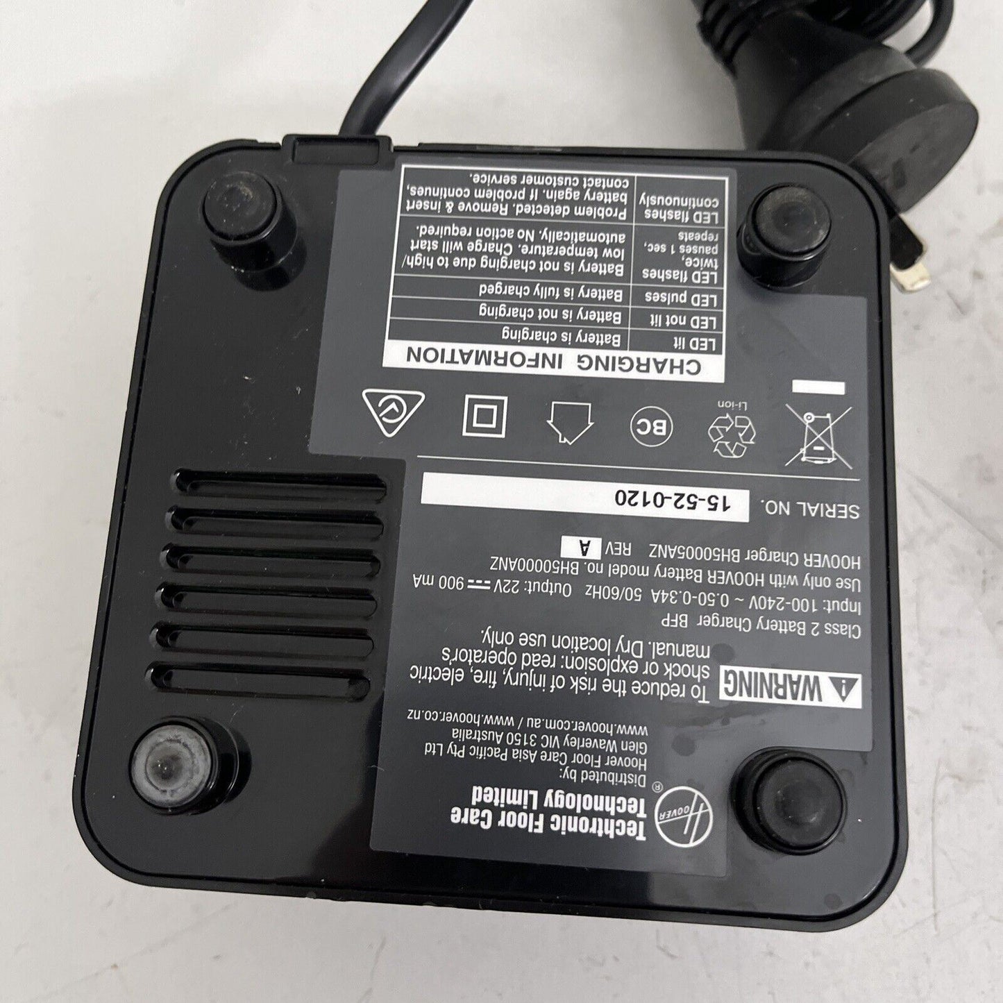 Genuine Hoover Class 2 Linx Battery Charger BFP Model BH50005ANZ