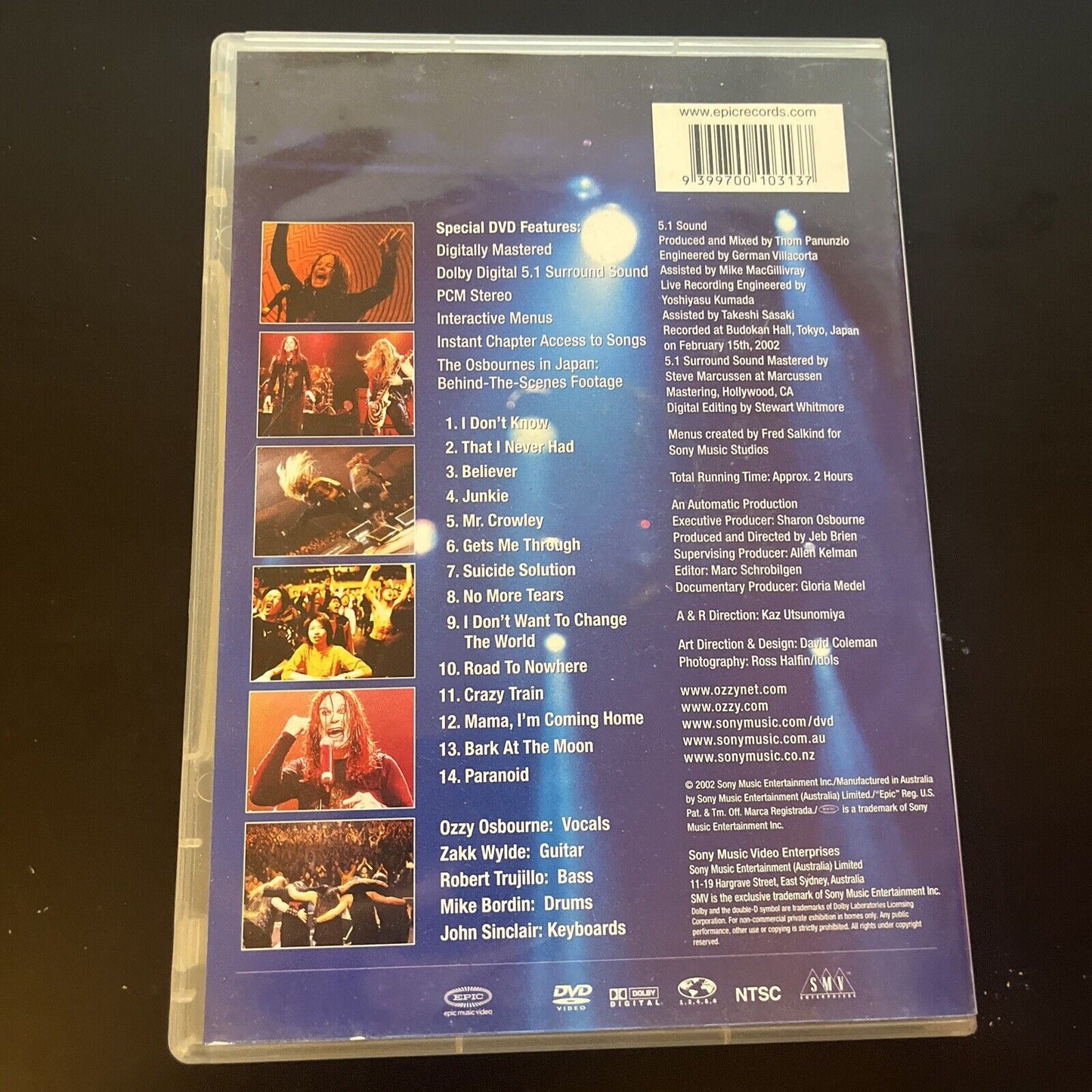 Ozzy Osbourne - Live At Budokan (DVD, 2002) Region 4 &1