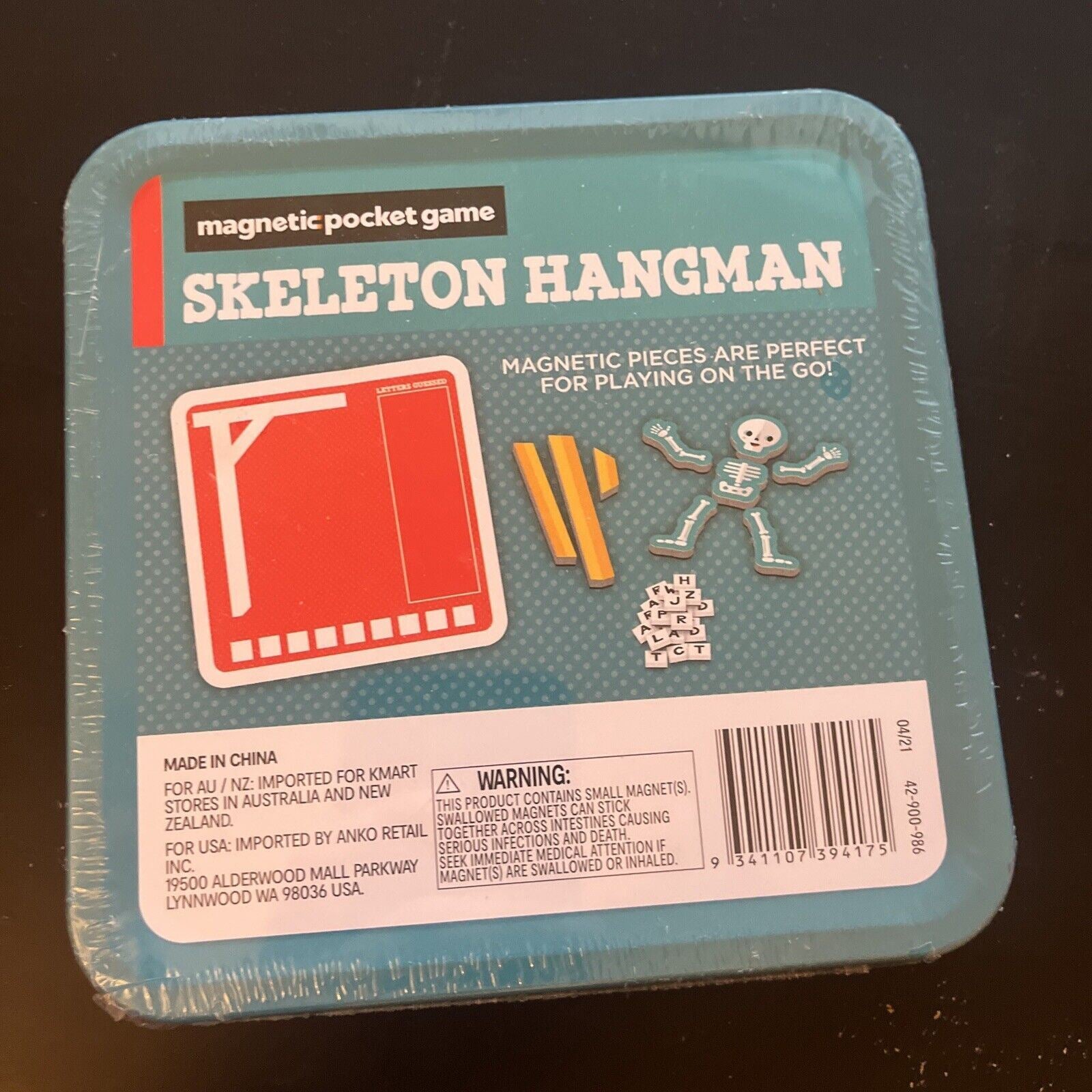 *New Sealed* Skeleton Hangman Magnetic Pocket Game – Retro Unit
