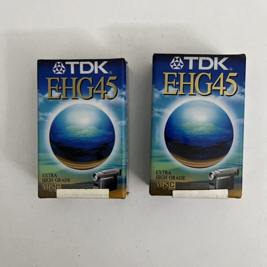 *New Sealed* 2x TDK EHG45 VHS-C VHSC For Camcorder Video Camera Blank Media