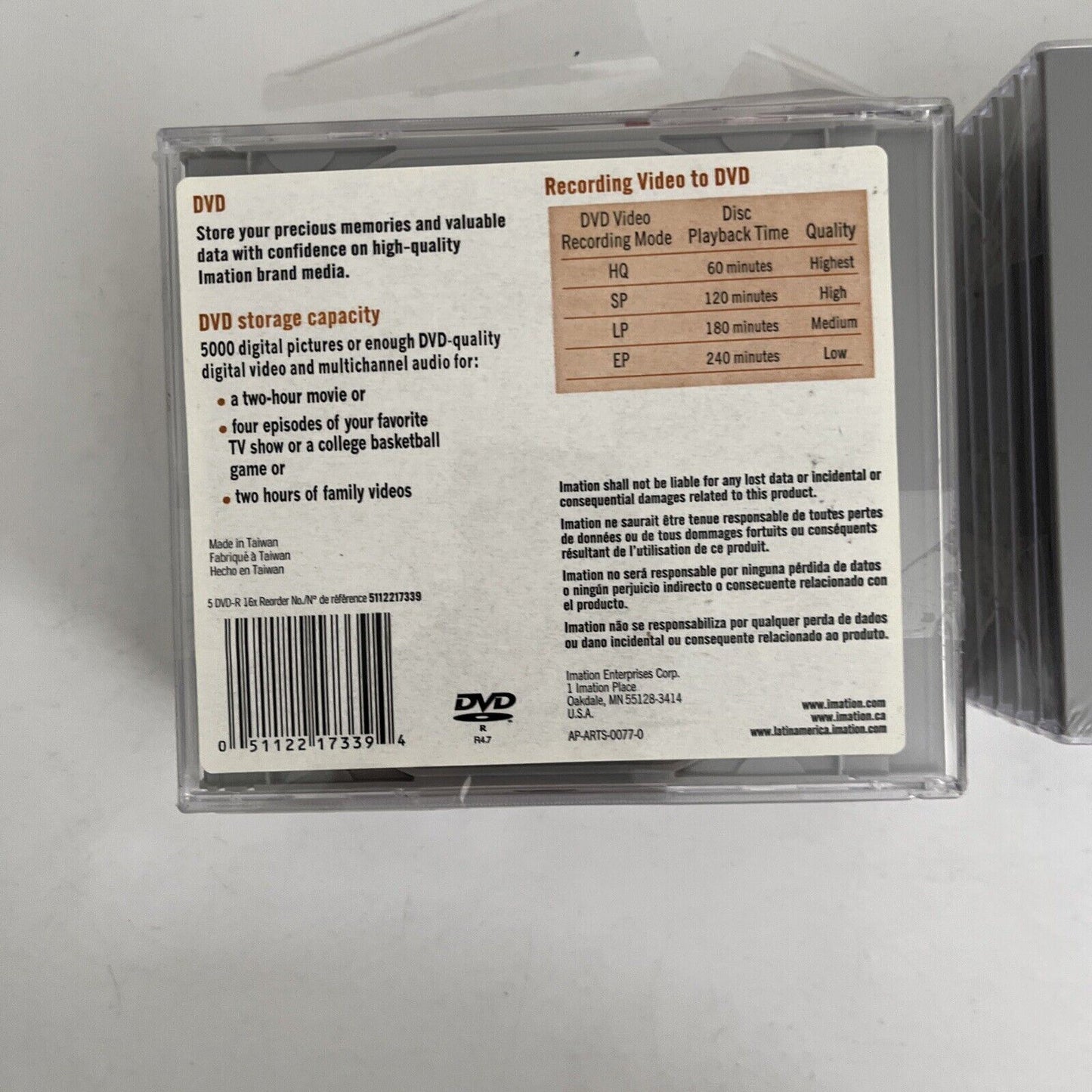 *New* IMATION DVD-R 10 Pack Data-Video 16X 4.7GB In Jewel Cases 2 Hour Recording