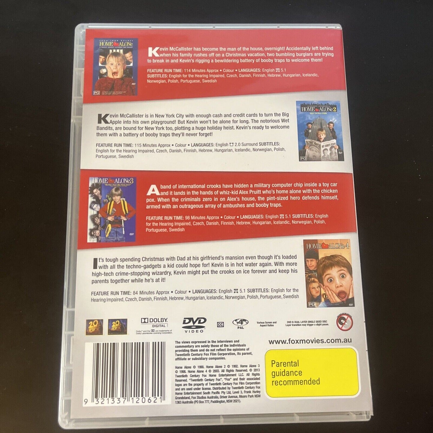 Home Alone 1,2,3,4 Collection  (DVD, 1990) Macaulay Culkin Region 4