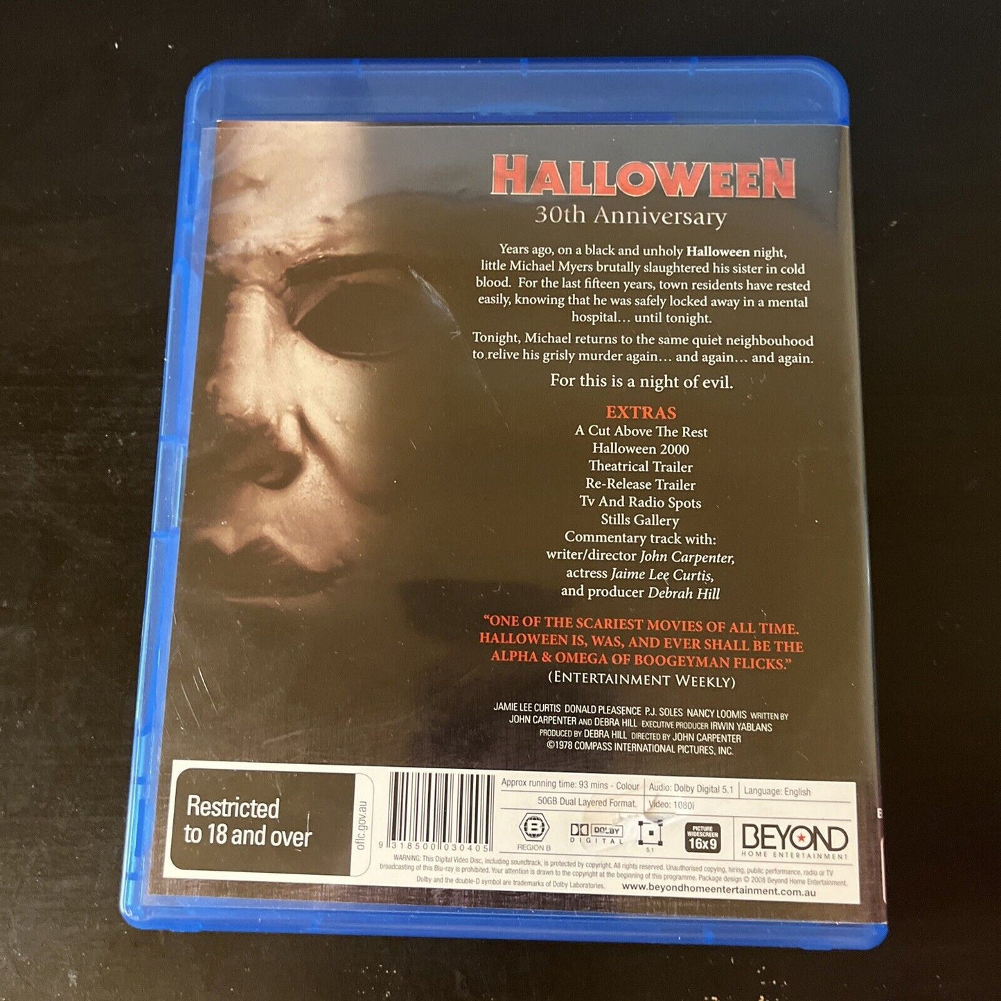 Halloween - 30th Anniversay Edition (Blu-ray, 1978) Region B