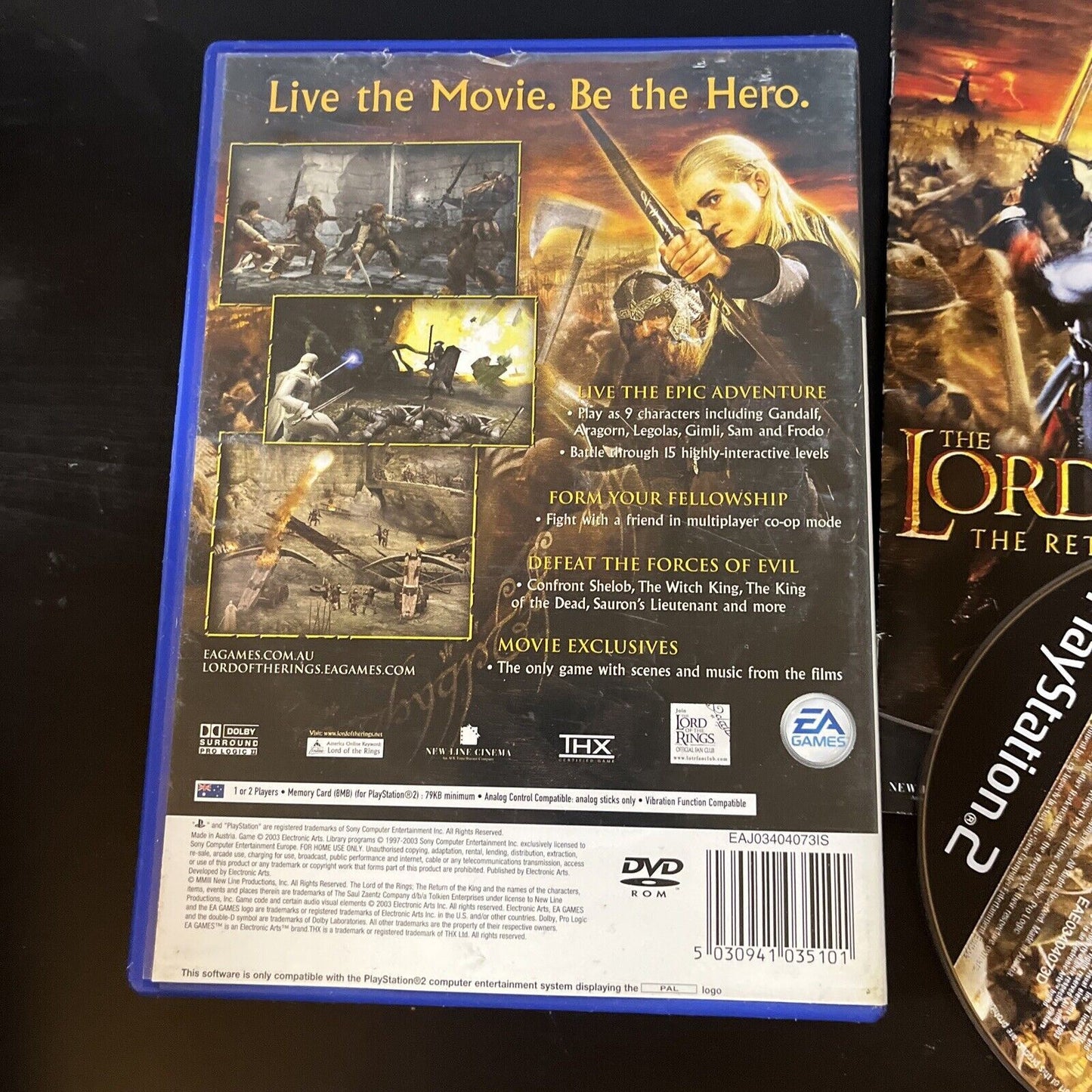 The Lord of the Rings : Return of the King Sony PS2 PAL complete with manual.