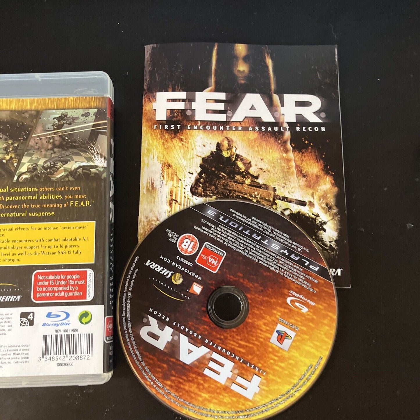 FEAR First Encounter Assault Recon - Playstation 3 PS3 Game - With Manual
