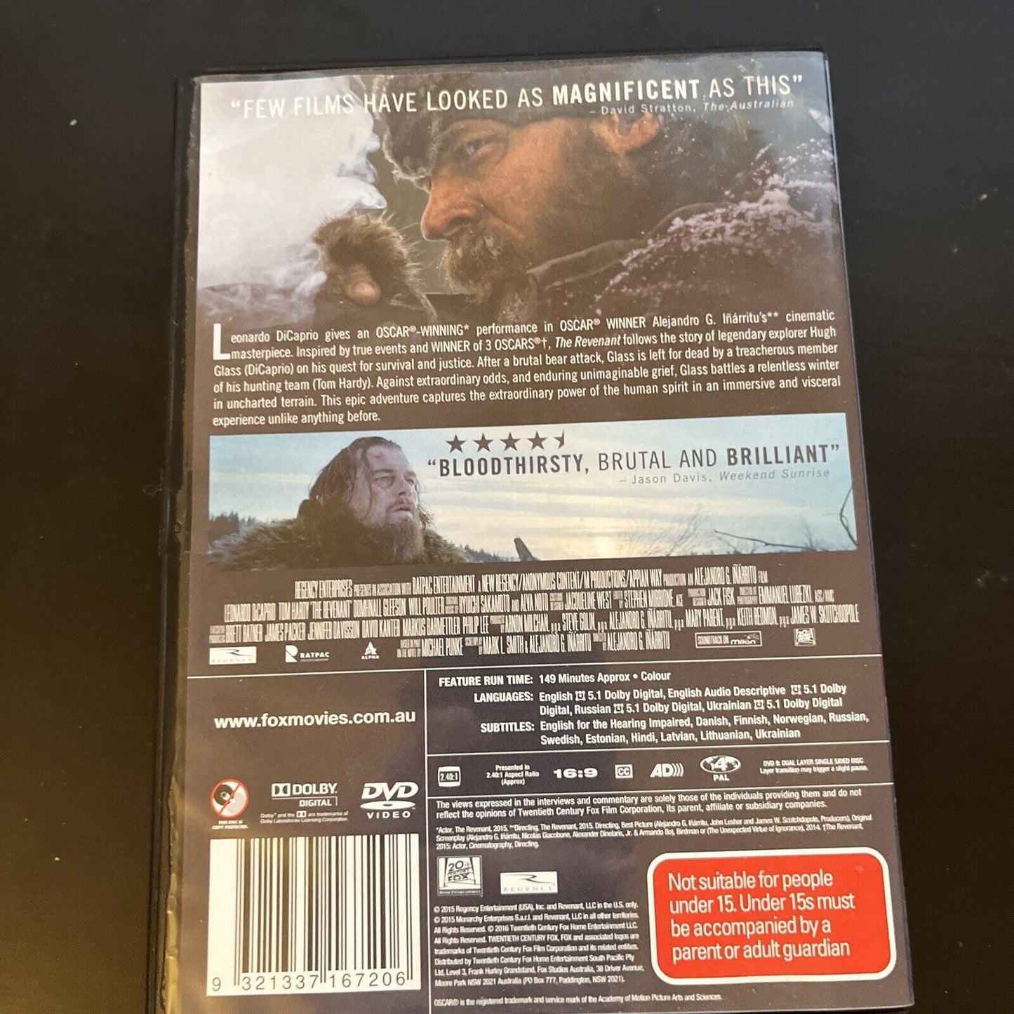 The Revenant (DVD, 2015) Leonardo DiCaprio, Tom Hardy, NEW Region 4