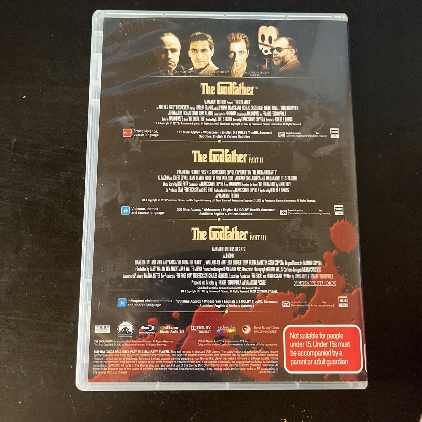 The Godfather Part 1,2,3 The Coppola Restoration (Bluray, 1990, 3-Disc) RegionB