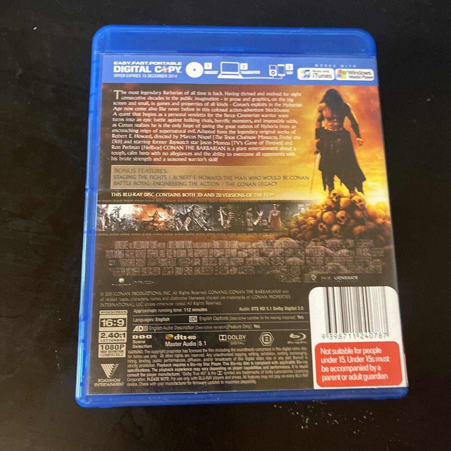 Conan The Barbarian - 3D (Blu-ray 3D, 2011) Jason Momoa, Stephen Lang, Region B