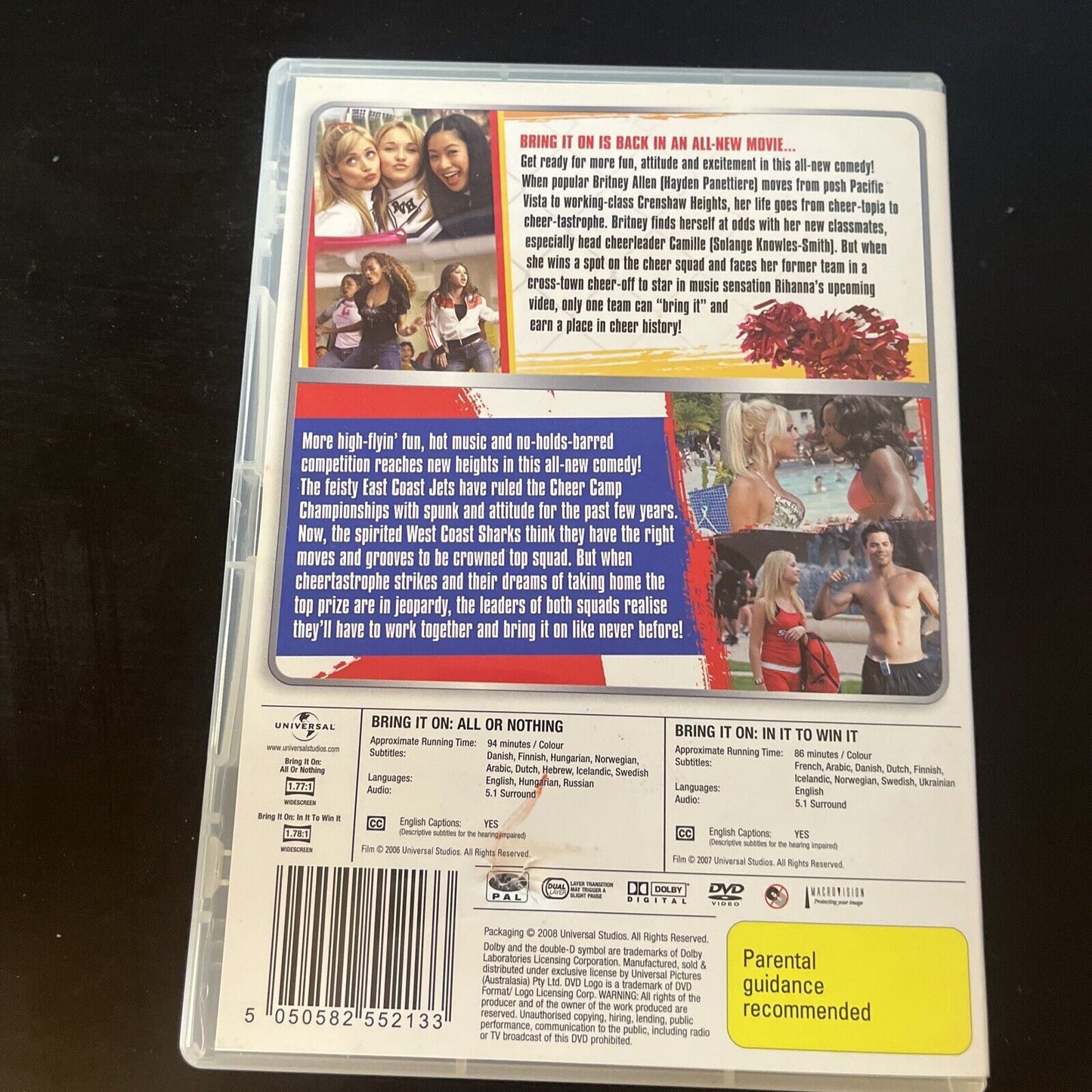 Bring It On All or Nothing / Bring It On In It To Win It (DVD, 2006) Region 4