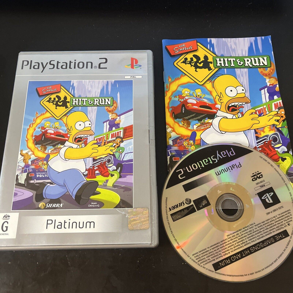Simpsons Ps2 The Simpsons Hit and Run PS2 Playstation (Platinum) PAL With Manual ...