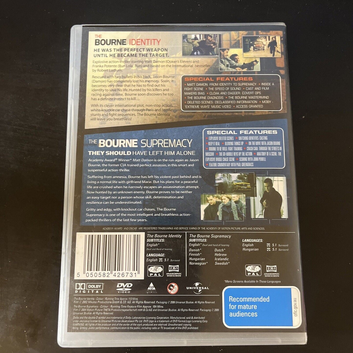The Bourne Identity /The Bourne Supremacy (DVD, 2002) Region 4&2