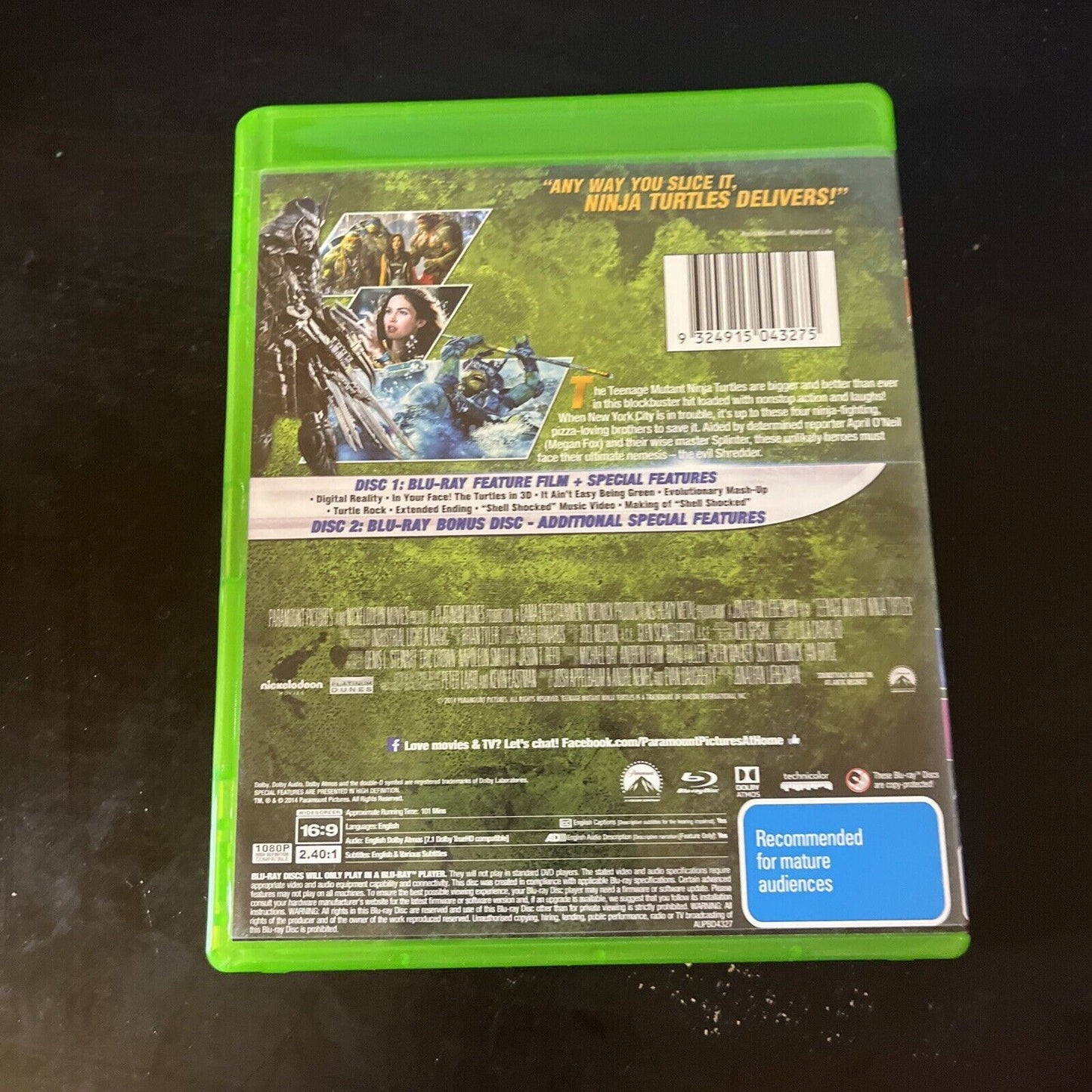 Teenage Mutant Ninja Turtles - Limited Edition (Blu Ray, 2014, 2-Disc) Region B