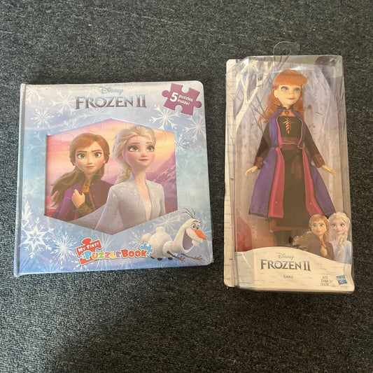 NEW Disney Frozen 2 ANNA Doll Hasbro 10" Figure & Frozen 2 Puzzle Book