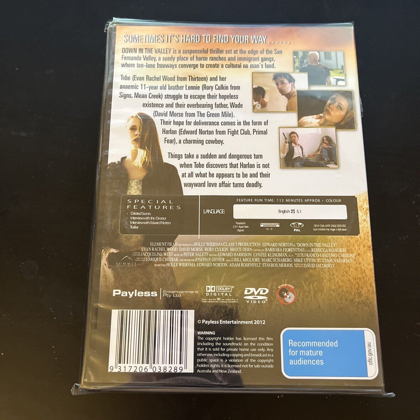 Down In The Valley (DVD, 2012) Edward Norton, Evan Rachel Wood NEW Region 4