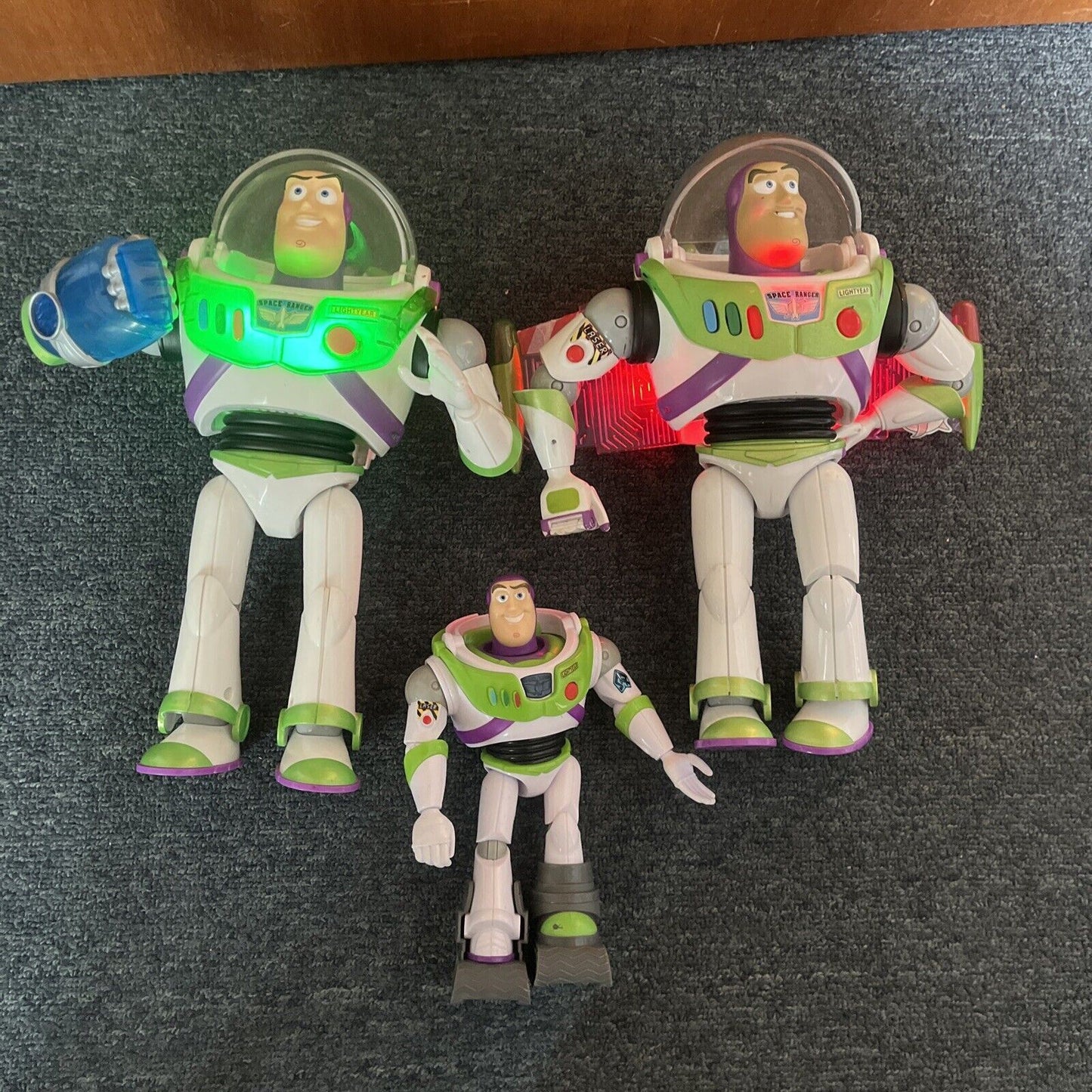 3x Buzz Lightyear Toy Story Figure: 11" Y1217 2012, 11" W8011 2012, 7" 2018