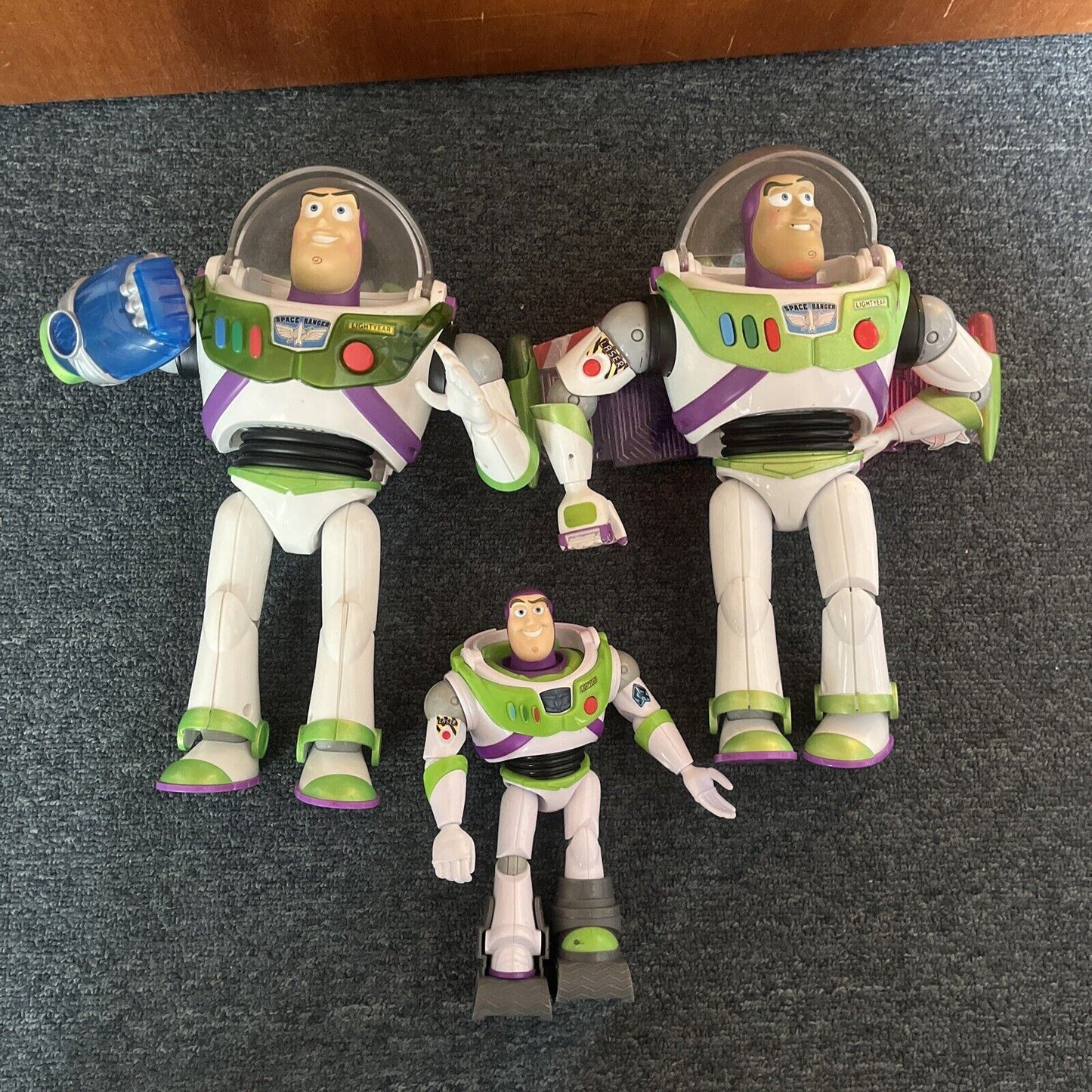 3x Buzz Lightyear Toy Story Figure: 11" Y1217 2012, 11" W8011 2012, 7" 2018