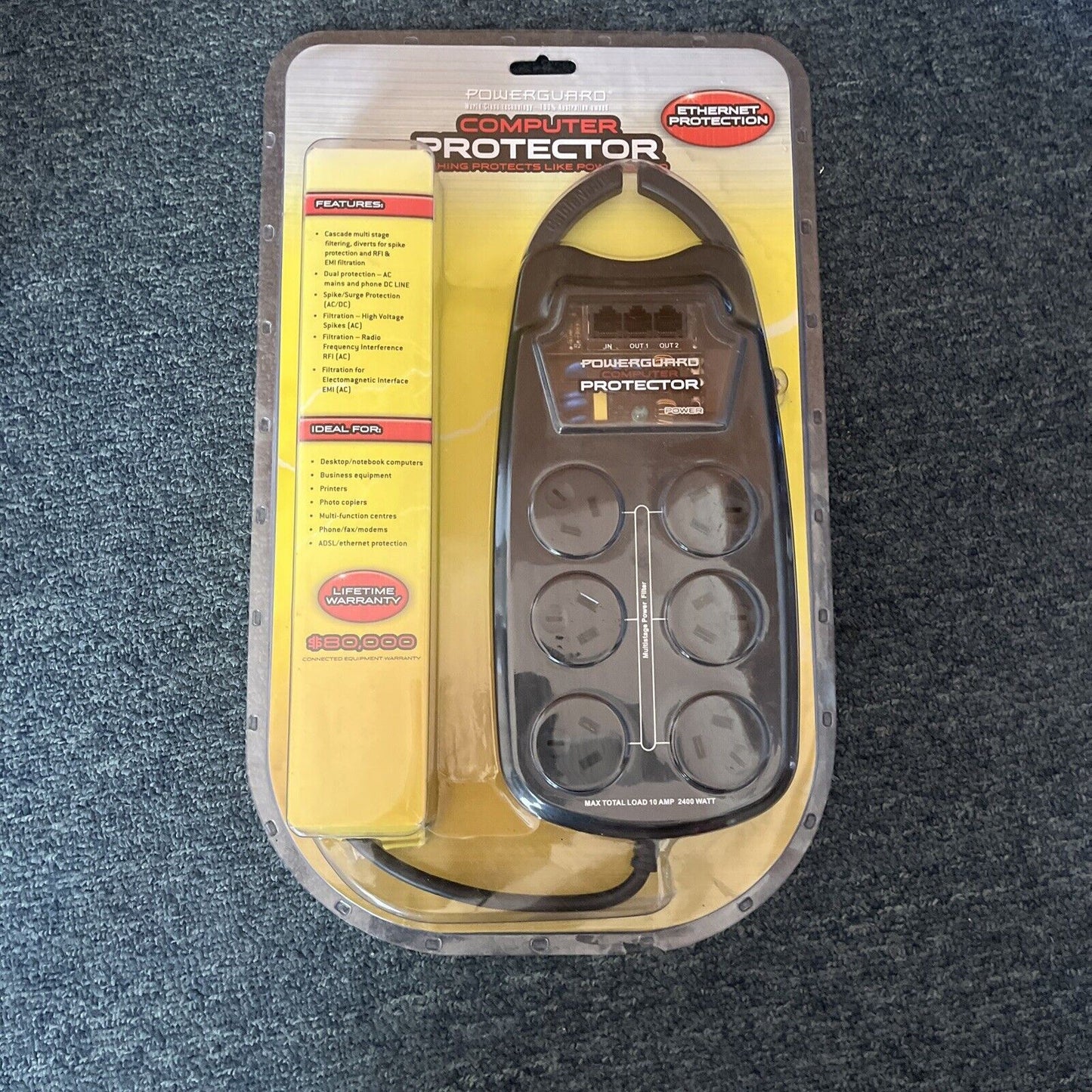 *New Sealed* PowerGuard Computer Protector Power Surge Protector Ethernet 6-Way