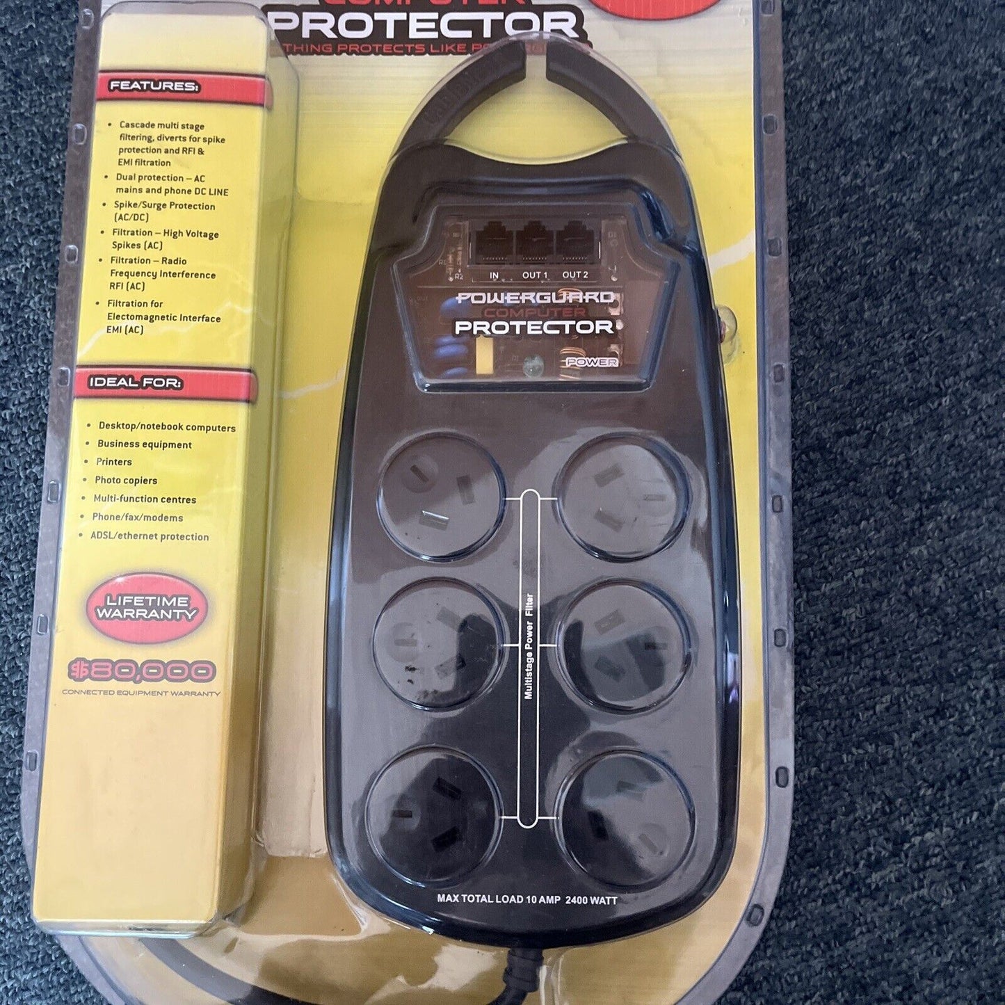 *New Sealed* PowerGuard Computer Protector Power Surge Protector Ethernet 6-Way
